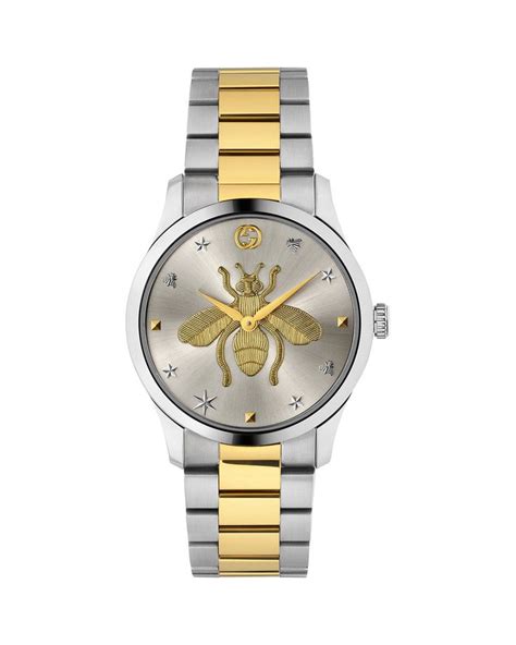 gucci 2 tone watch|gucci bee watch ladies.